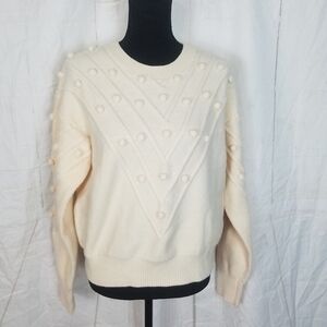 Fable cream pompom textured sweater